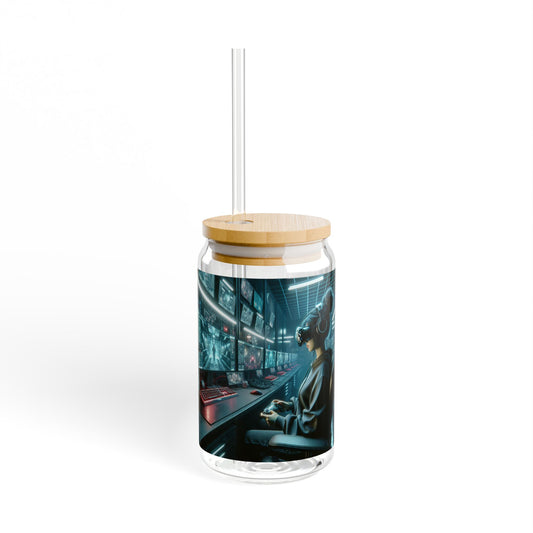 16oz Solo Gamer Sipper Glass with Bamboo Lid - Perfect for Gamers and Tech Enthusiasts