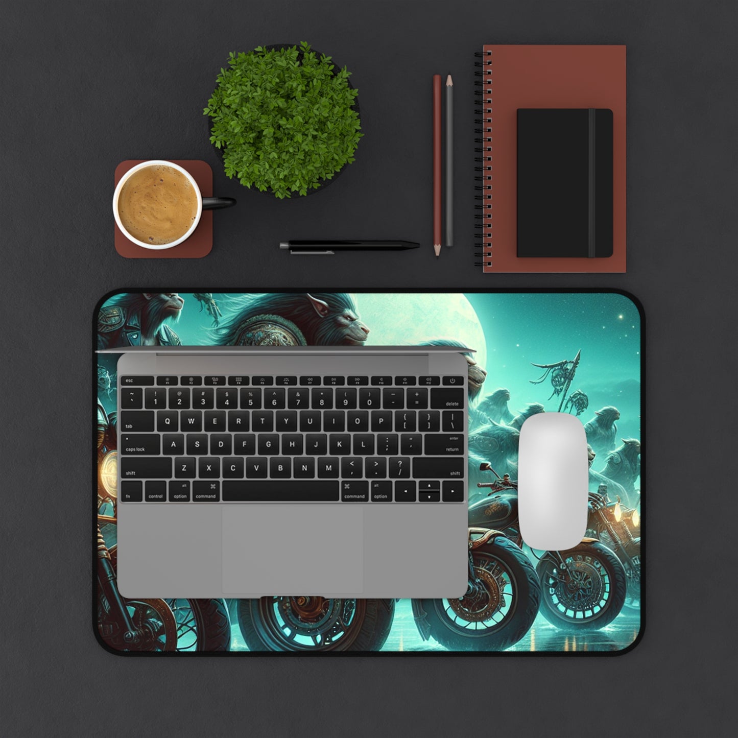 Motorcycle Lion Desk Mat - Unique Gaming & Office Decor