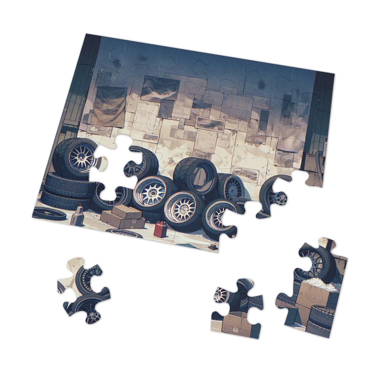 Automotive Garage Jigsaw Puzzle with Tin – Perfect Gift for Car Enthusiasts