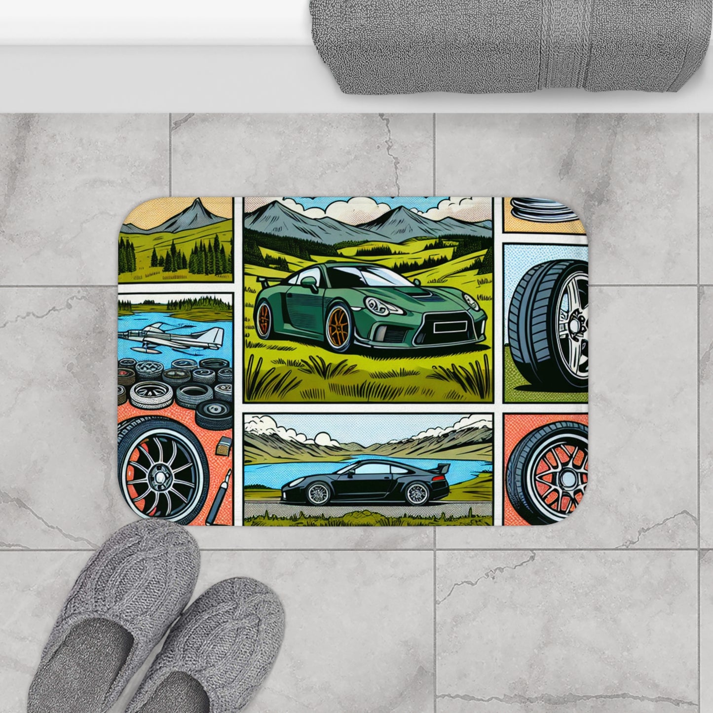 Racing-Themed Bath Mat | Car Lovers' Decor for Home and Garage