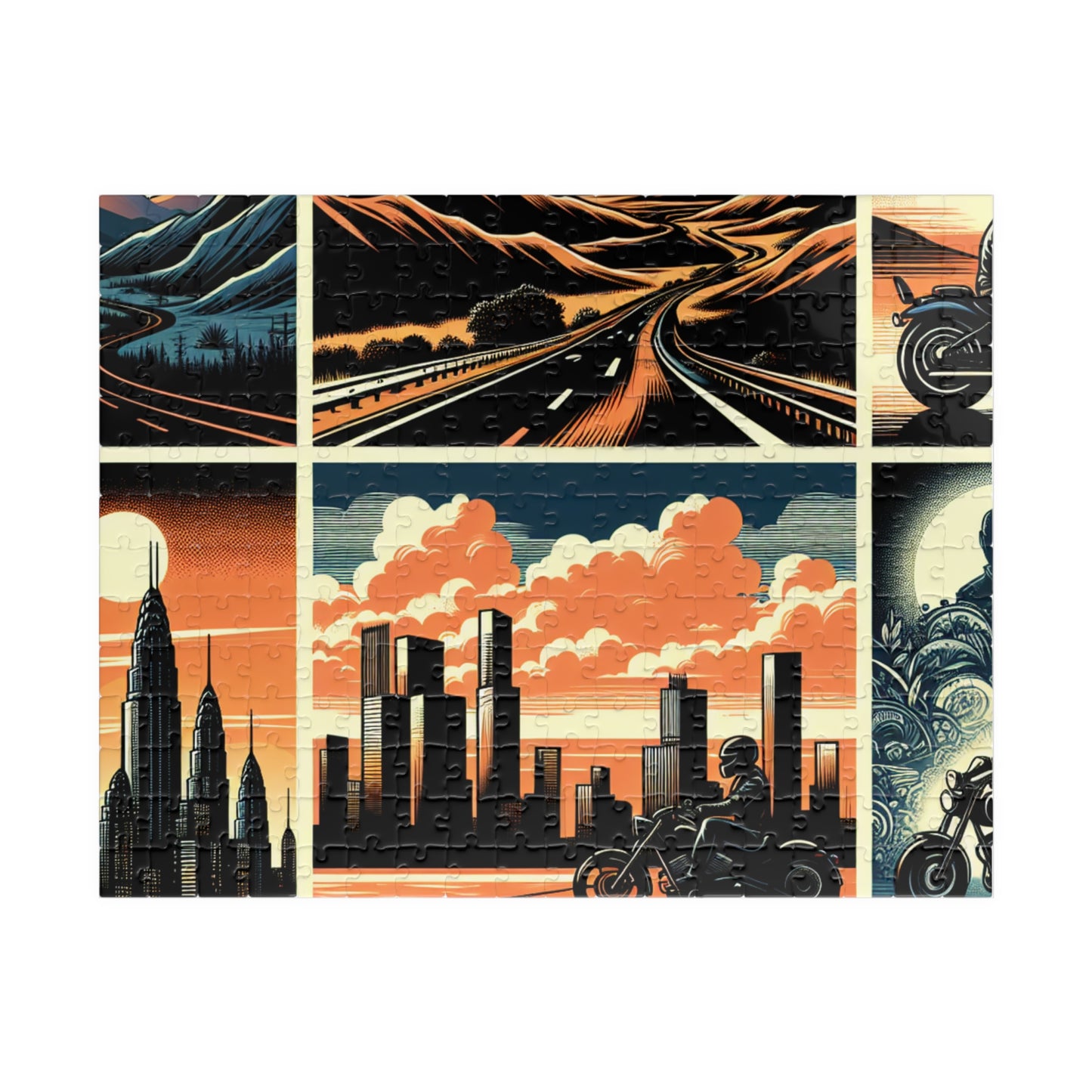 Retro Bike Puzzle (110, 252, 520-piece) - Scenic Motorcycle Journey