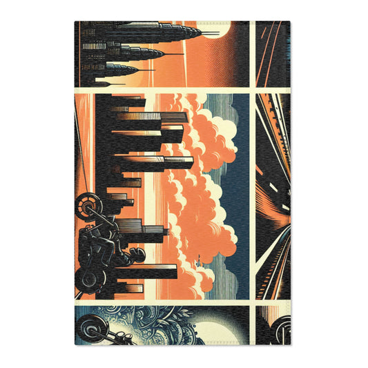Retro Bike Area Rug - Motorcycle Design