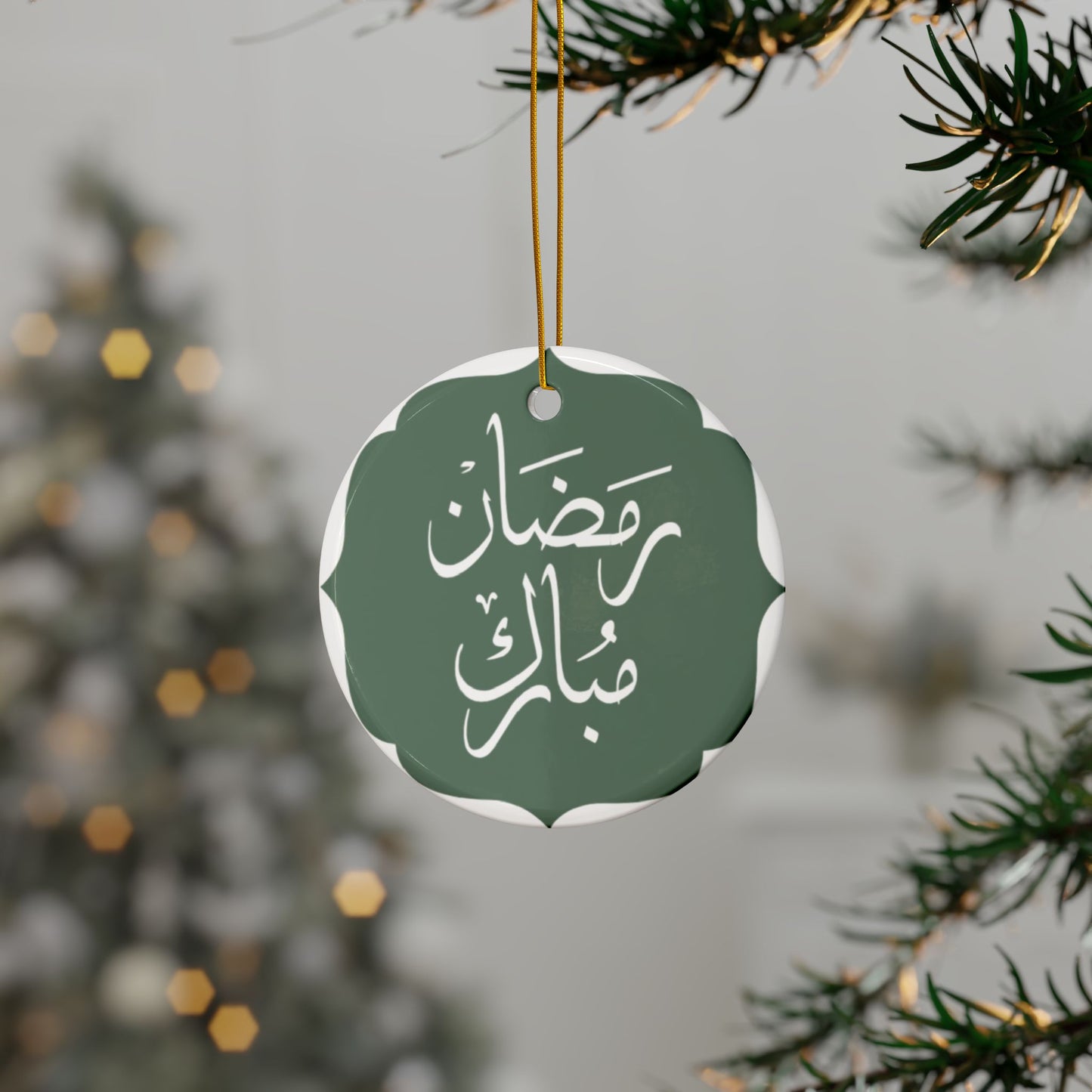 Ramadan Mubarak Ceramic Ornaments - Festive 2-Sided Holiday Décor (1-10 pcs)