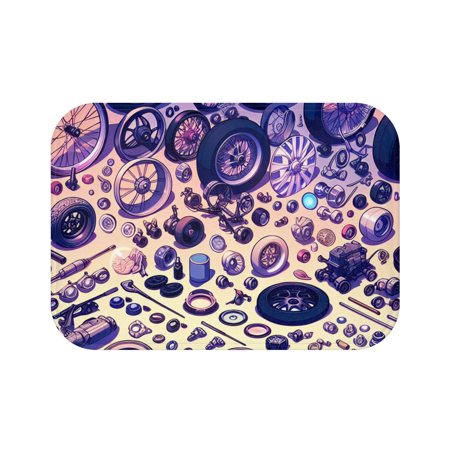 Automotive Parts Bath Mat - Vibrant Car Enthusiast Decor