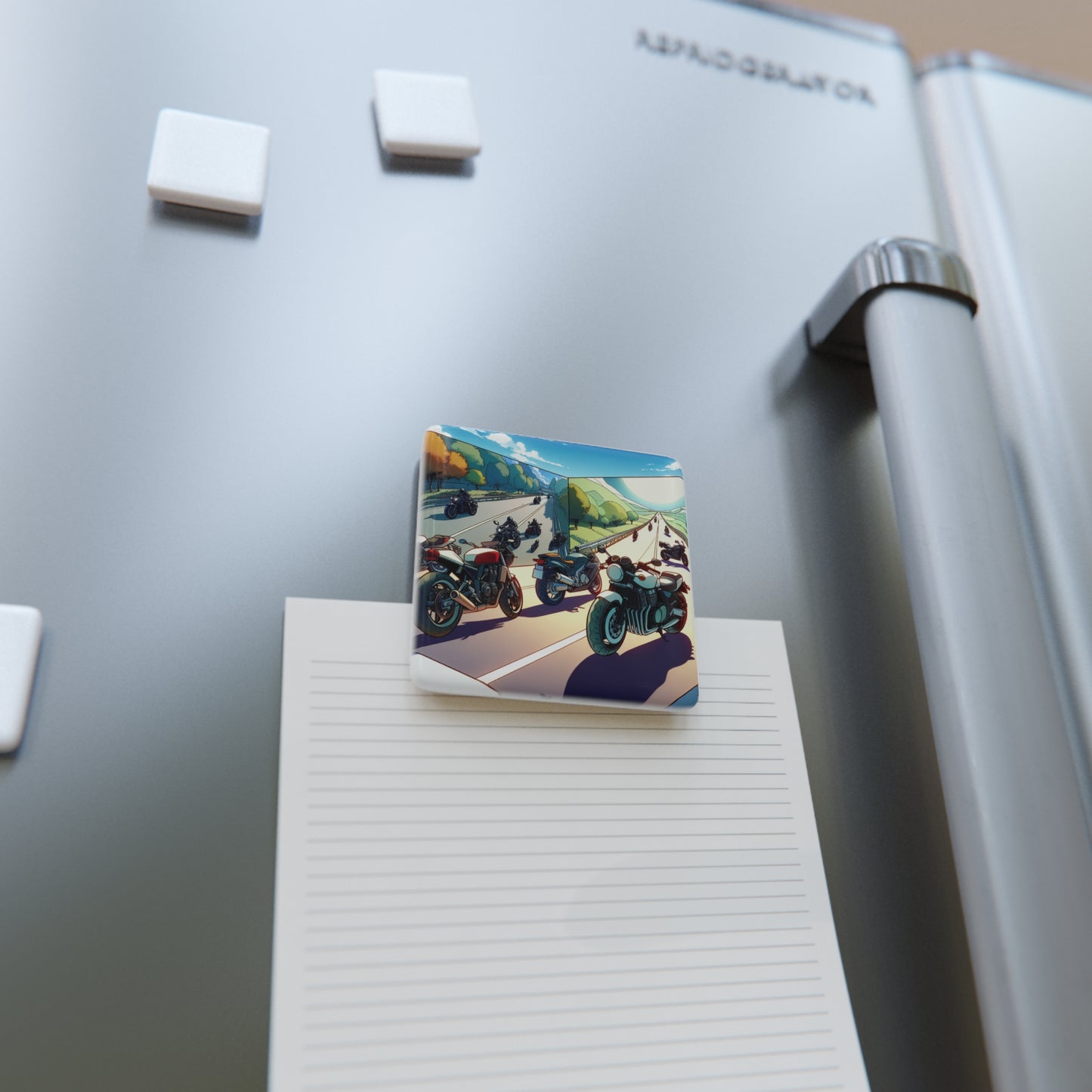 Motorcycle Adventure Porcelain Magnet - Square Home Decor