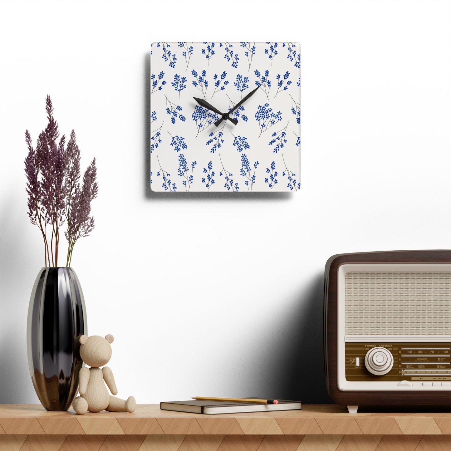 Floral Acrylic Wall Clock - Elegant Home Decor for Timeless Style
