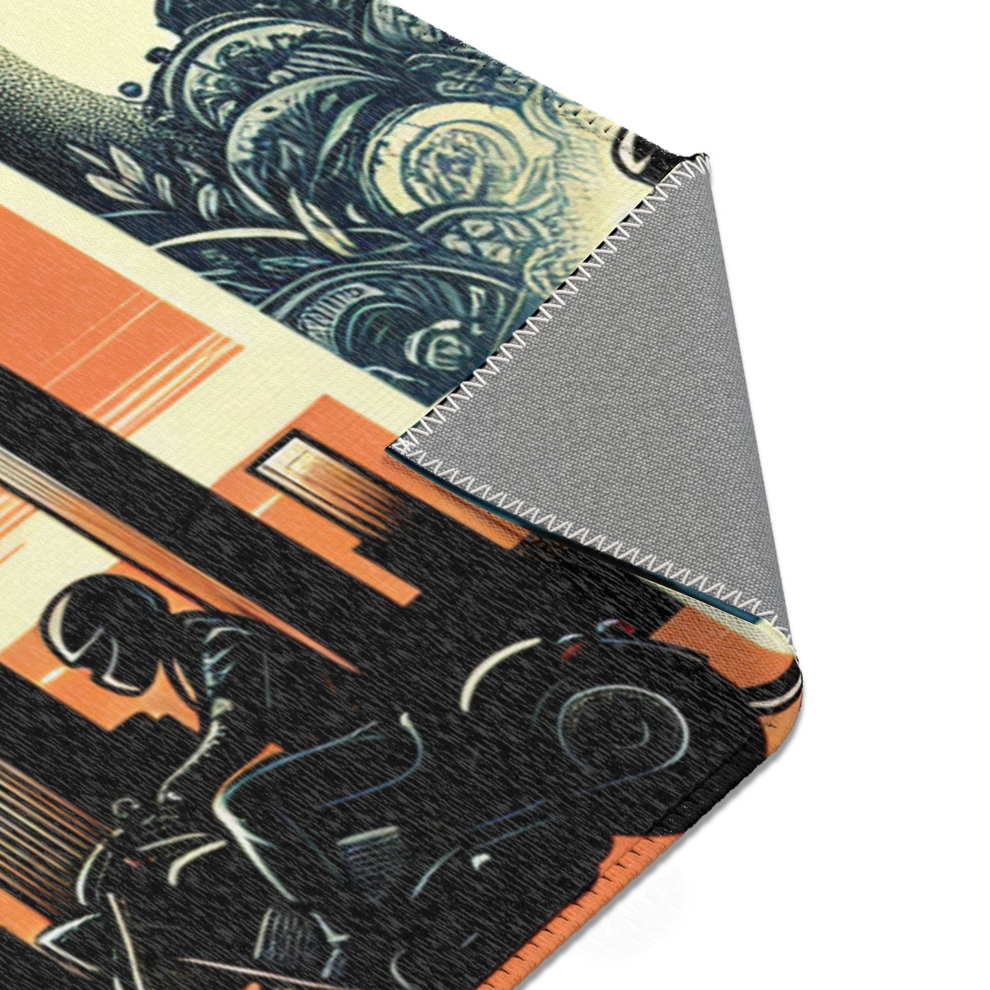 Retro Bike Area Rug - Motorcycle Design