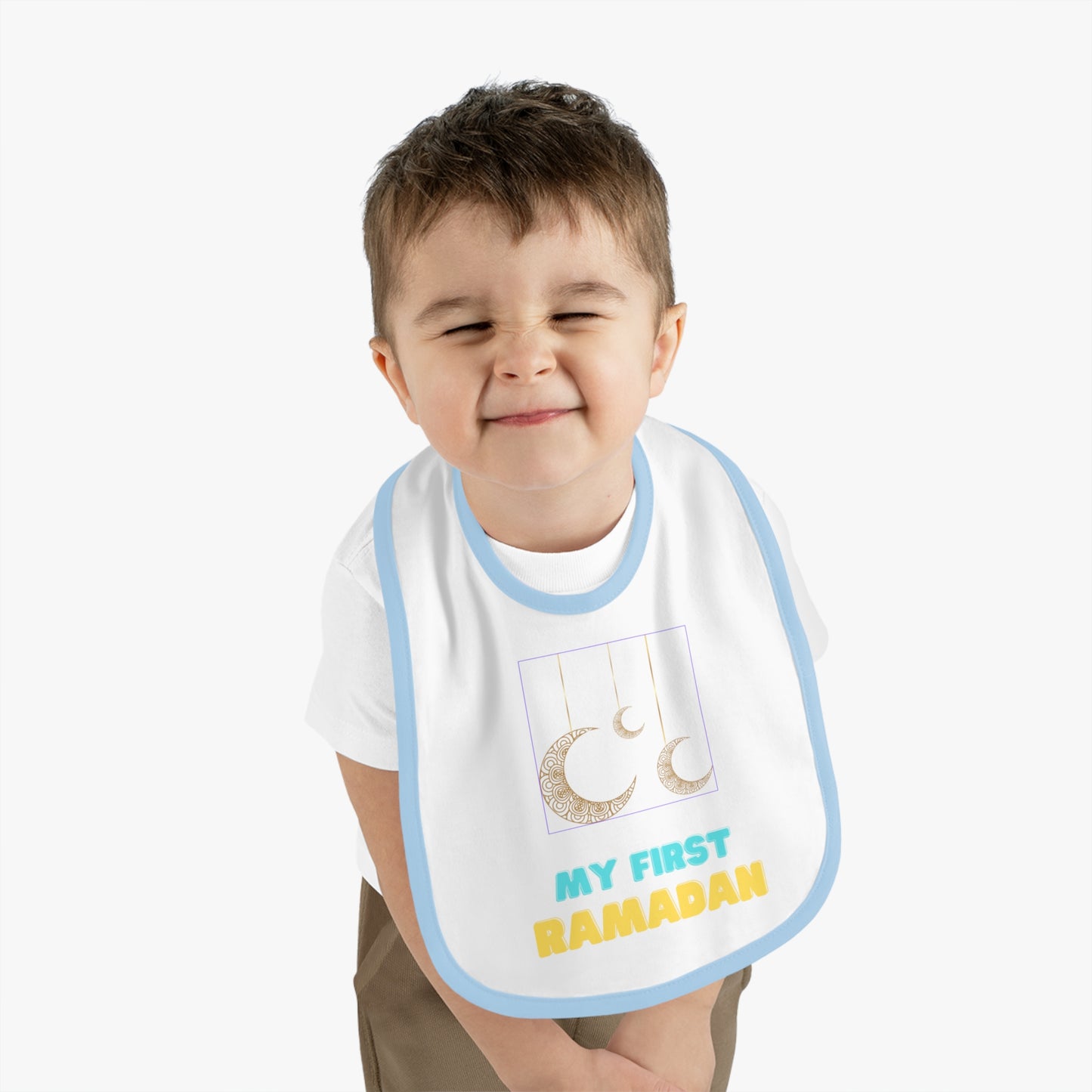 My First Ramadan Baby Bib - Contrast Trim Jersey Bib for Celebrations