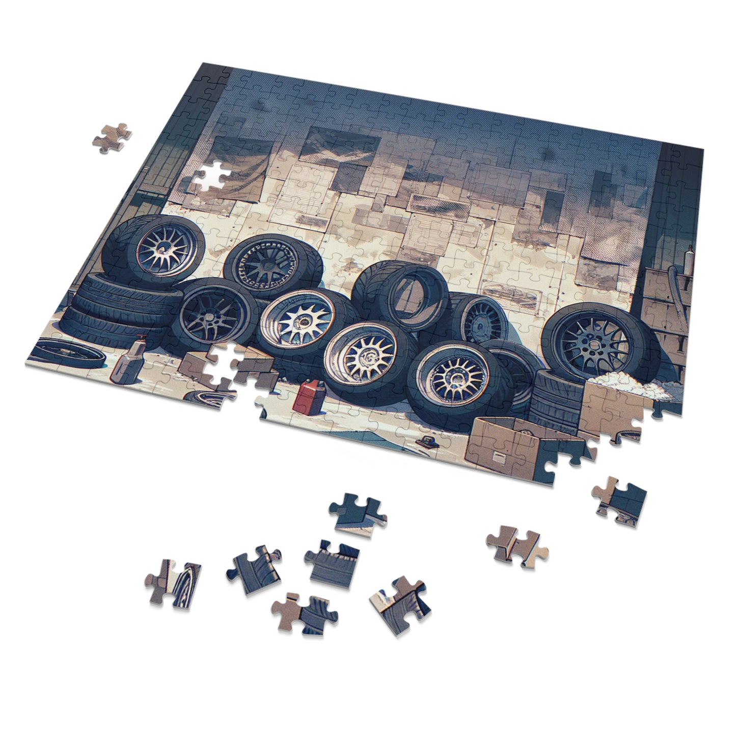 Automotive Garage Jigsaw Puzzle with Tin – Perfect Gift for Car Enthusiasts