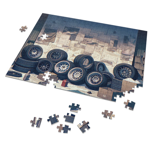 Automotive Garage Jigsaw Puzzle with Tin – Perfect Gift for Car Enthusiasts