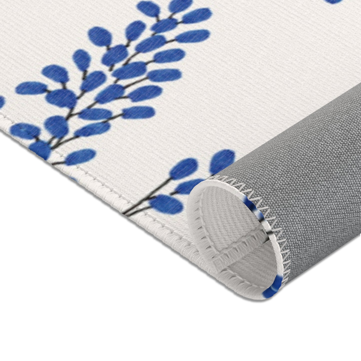 Elegant Floral Area Rug - Blue Botanical Design for Cozy Living Spaces