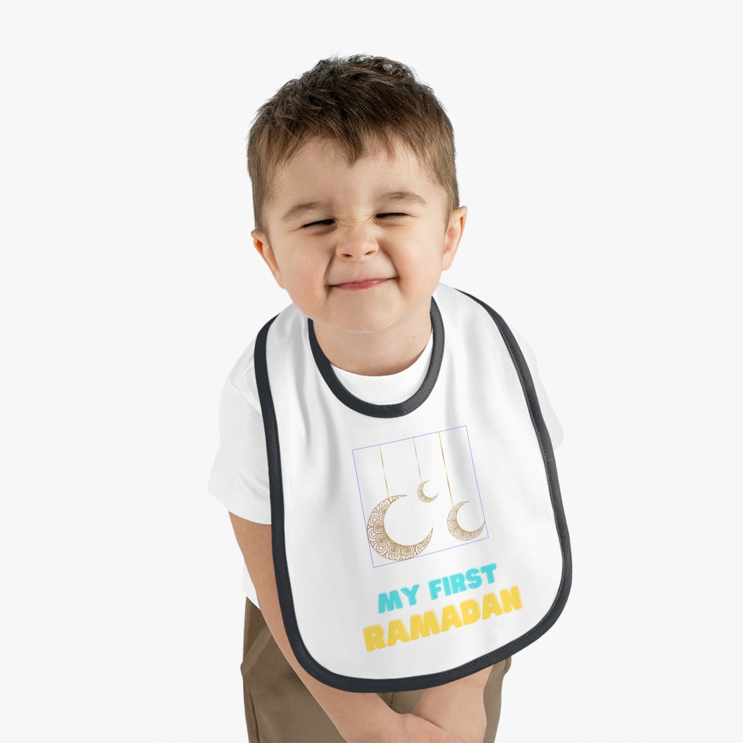 My First Ramadan Baby Bib - Contrast Trim Jersey Bib for Celebrations