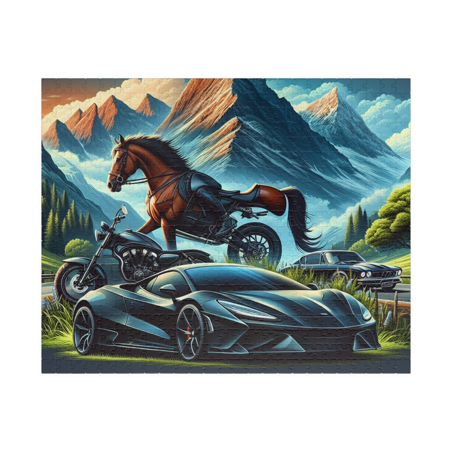 Cars and Horses Adventure-Themed Puzzle