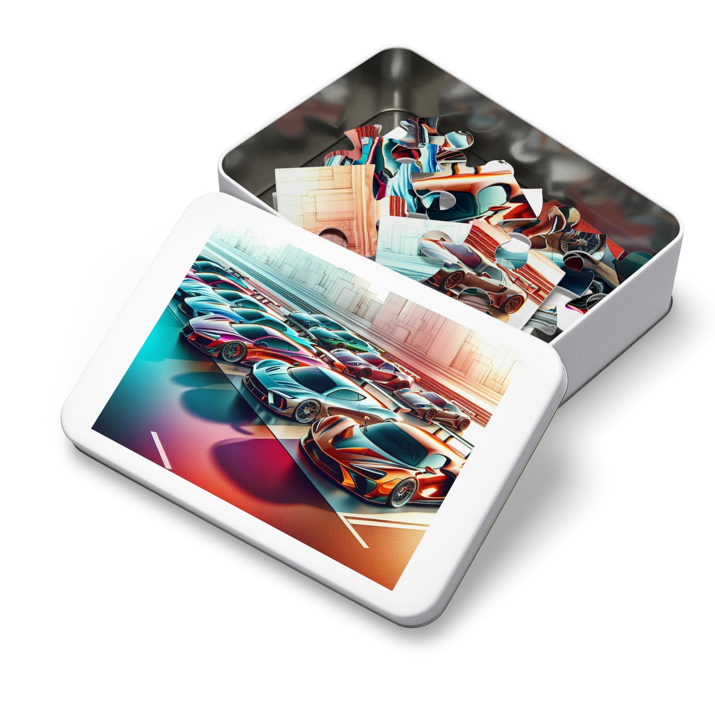 Luxury Sports Car Jigsaw Puzzle with Tin