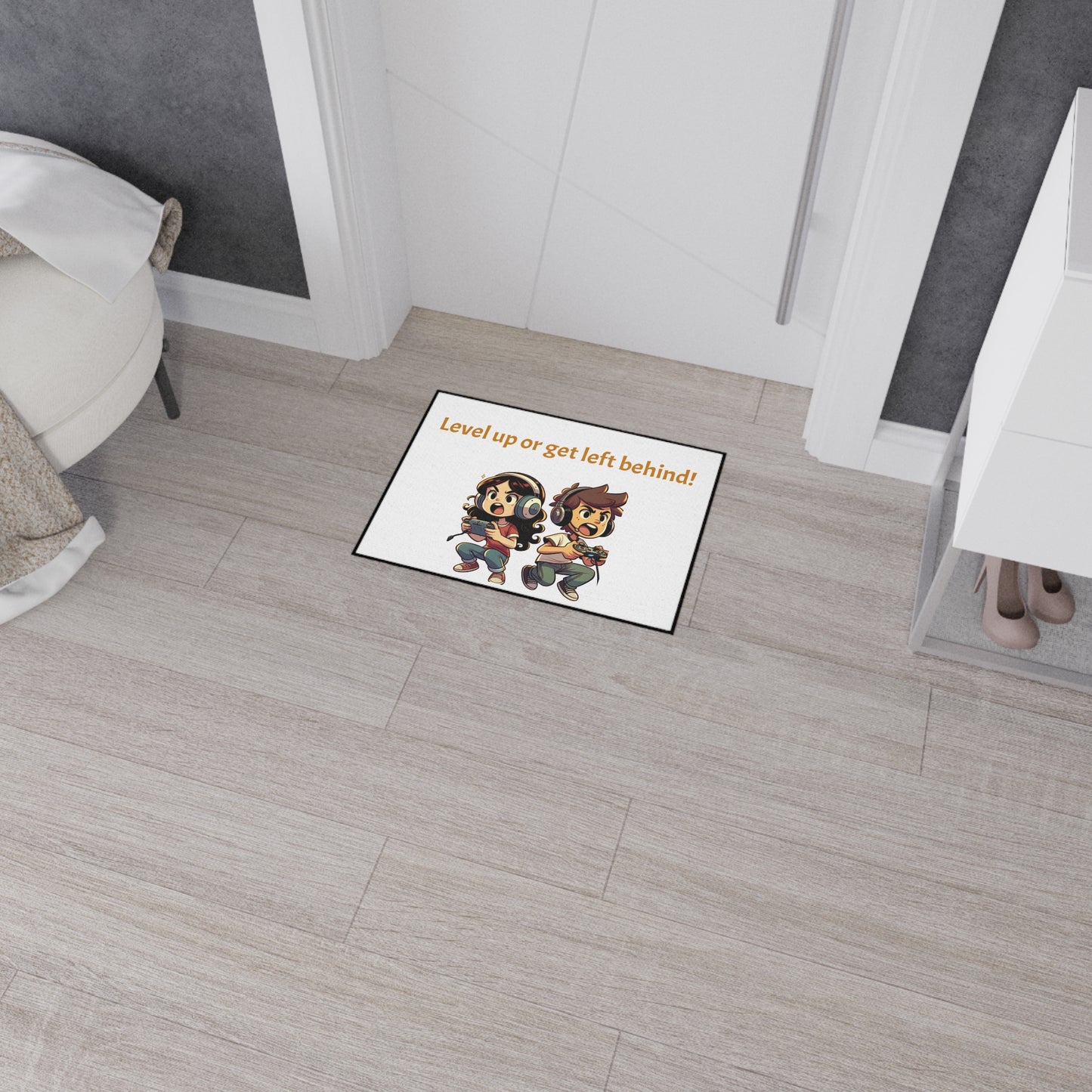 Gaming Floor Mat - 'Level Up or Get Left Behind!'