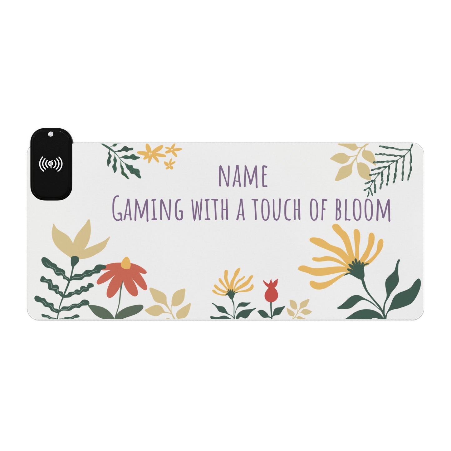 Gaming Mouse Pad with Wireless Charging - Perfect for Gamers and Tech Enthusiasts - Floral Bloom