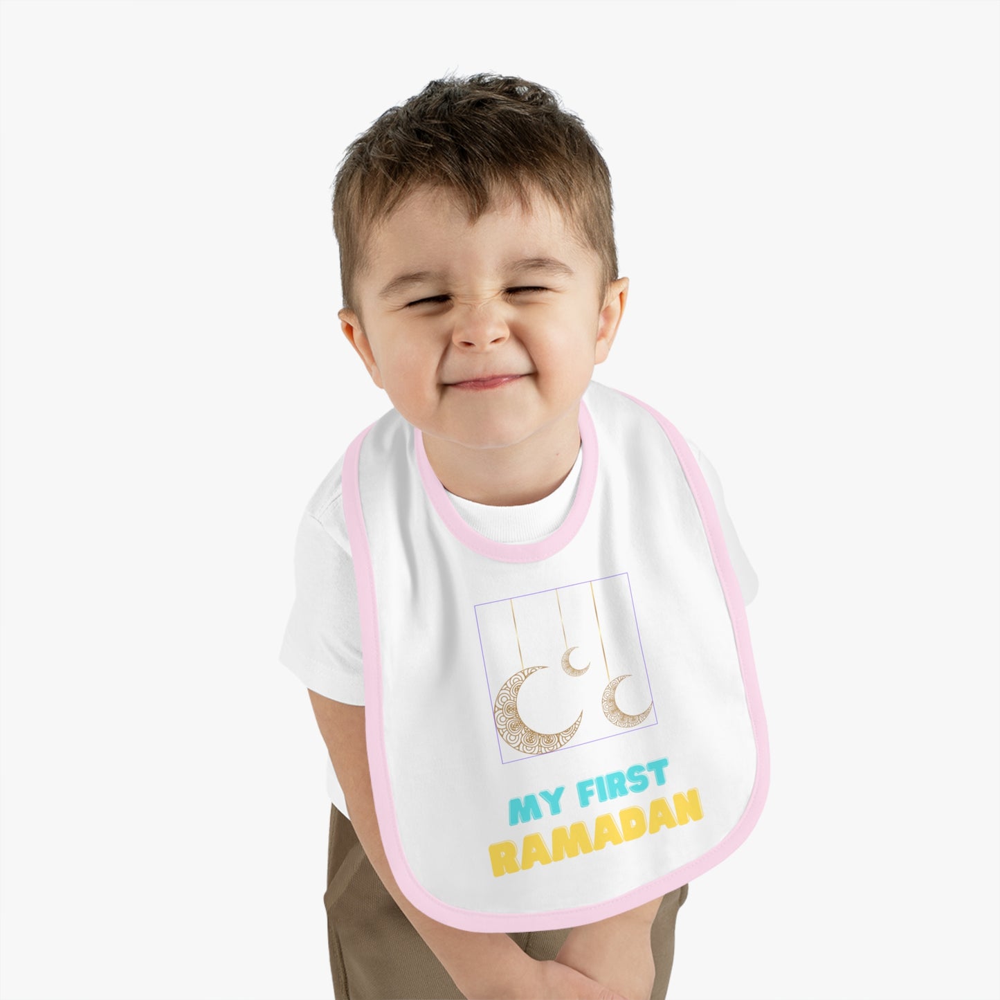 My First Ramadan Baby Bib - Contrast Trim Jersey Bib for Celebrations