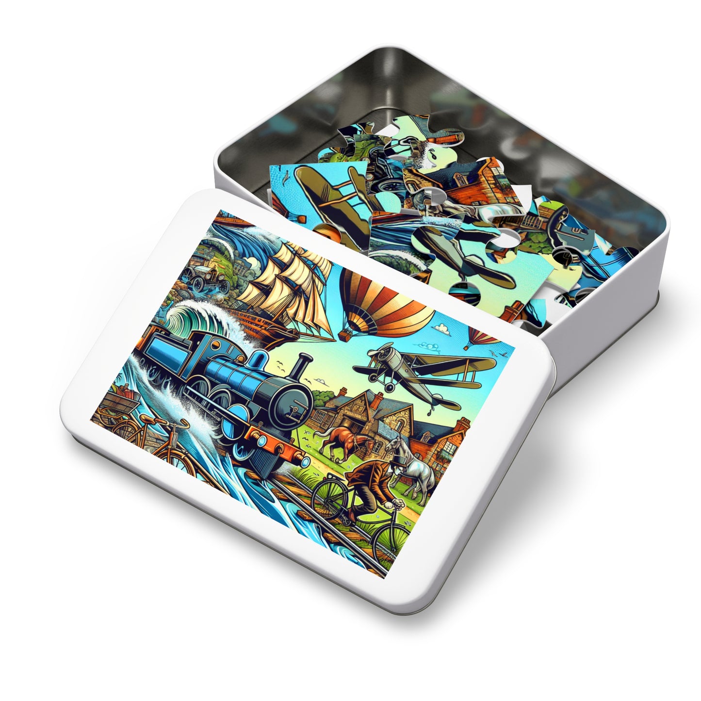 Vintage Train Adventure Jigsaw Puzzle with Collector's Tin