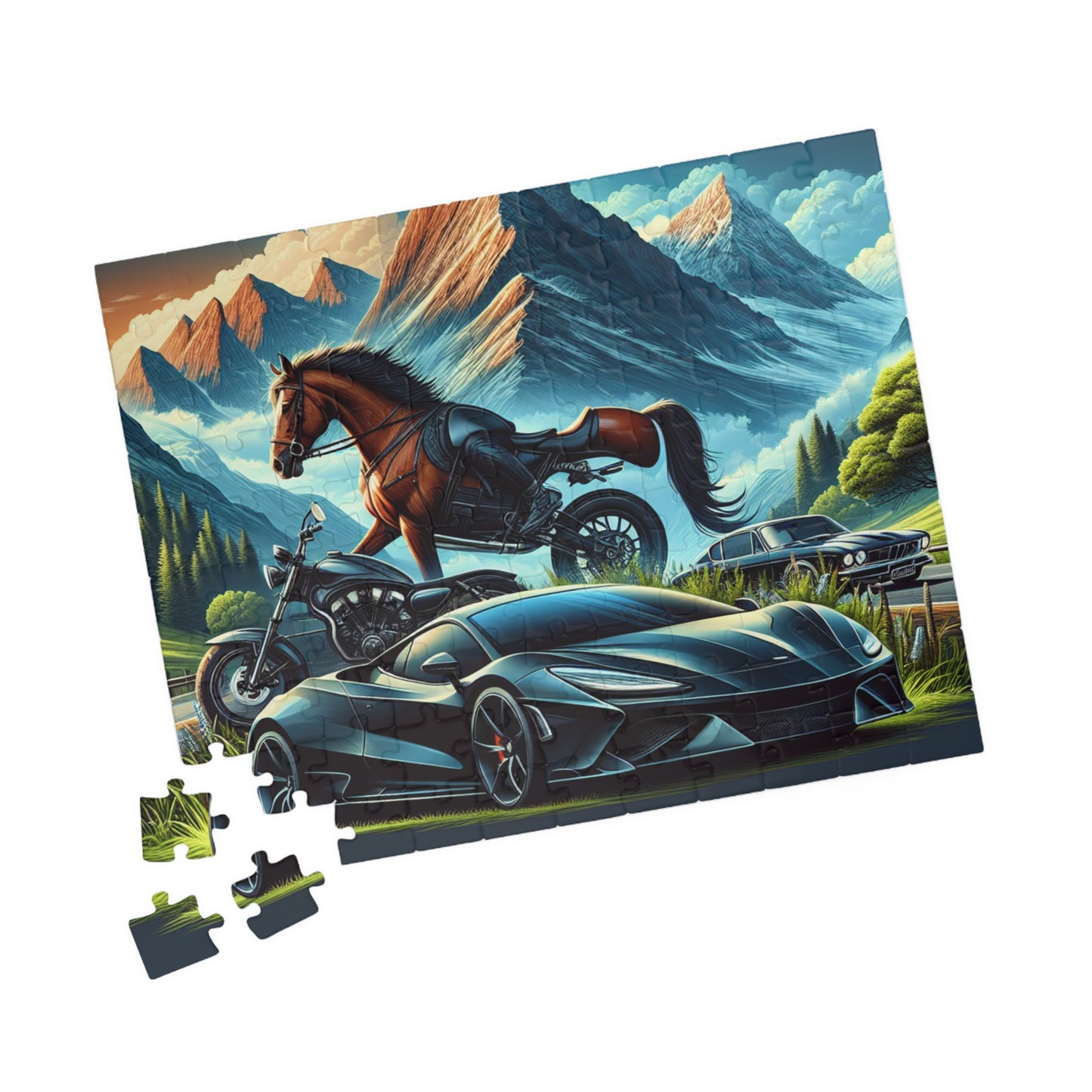 Cars and Horses Adventure-Themed Puzzle