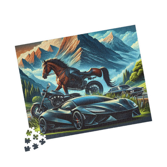Cars and Horses Adventure-Themed Puzzle