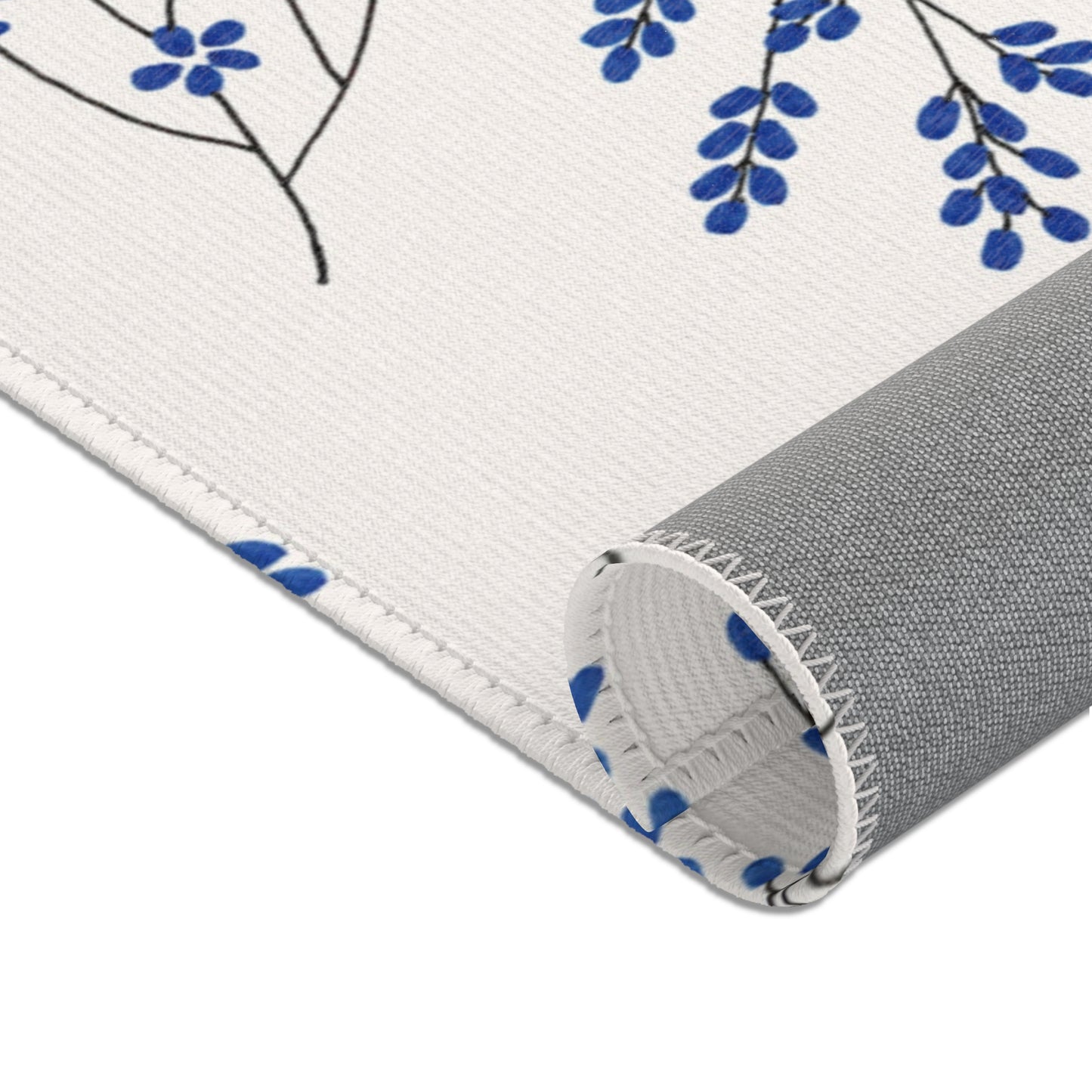 Elegant Floral Area Rug - Blue Botanical Design for Cozy Living Spaces