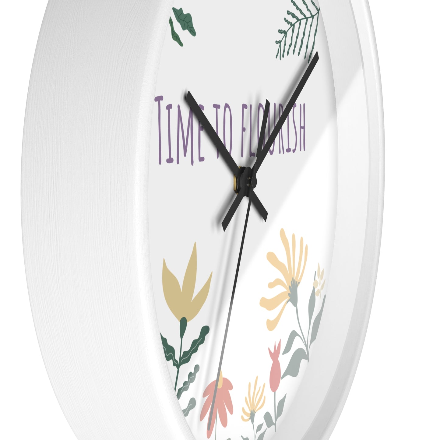 Floral Bloom Wall Clock - "Time to Flourish" Decor for Home & Office