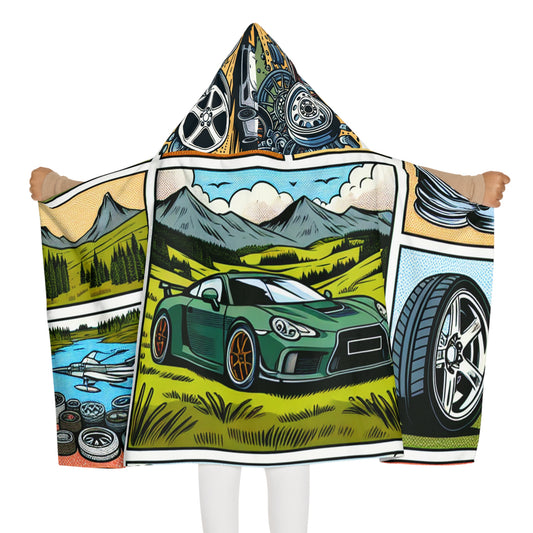 Racing-Themed Youth Hooded Towel for Car Lovers