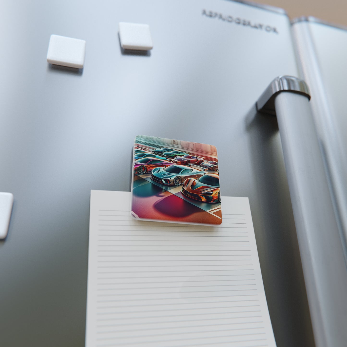 Racing Cars Square Porcelain Magnet - Perfect Gift for Car Enthusiasts