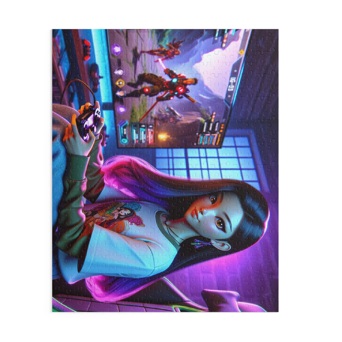 Gamer Girl Puzzle - 120, 252, 500-Piece | Retro Gamer Girl Art