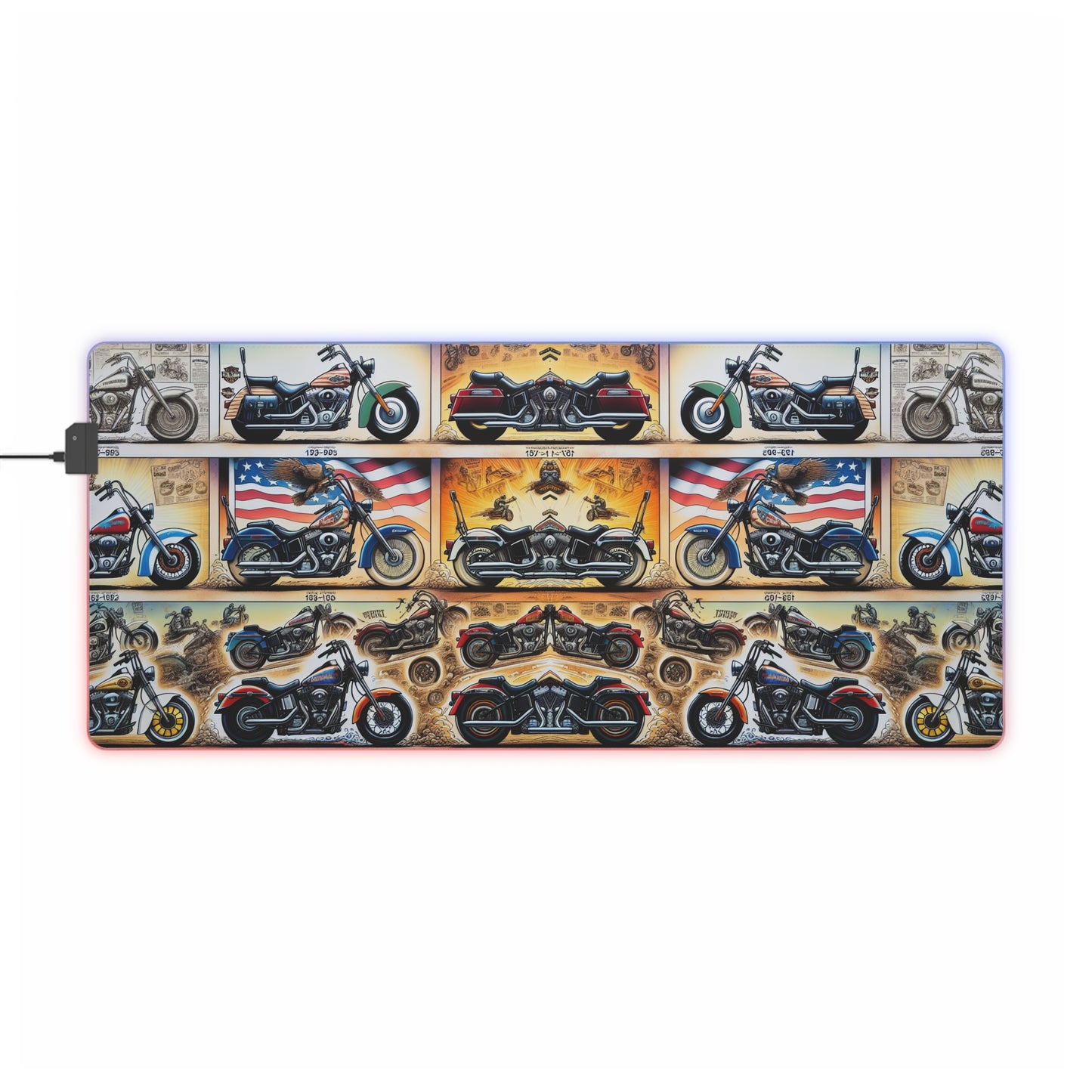 LED Gaming Mouse Pad - Motorcycle Theme with Colorful Backlight for Gamers