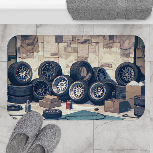 Automotive Garage Bath Mat - Tire Design