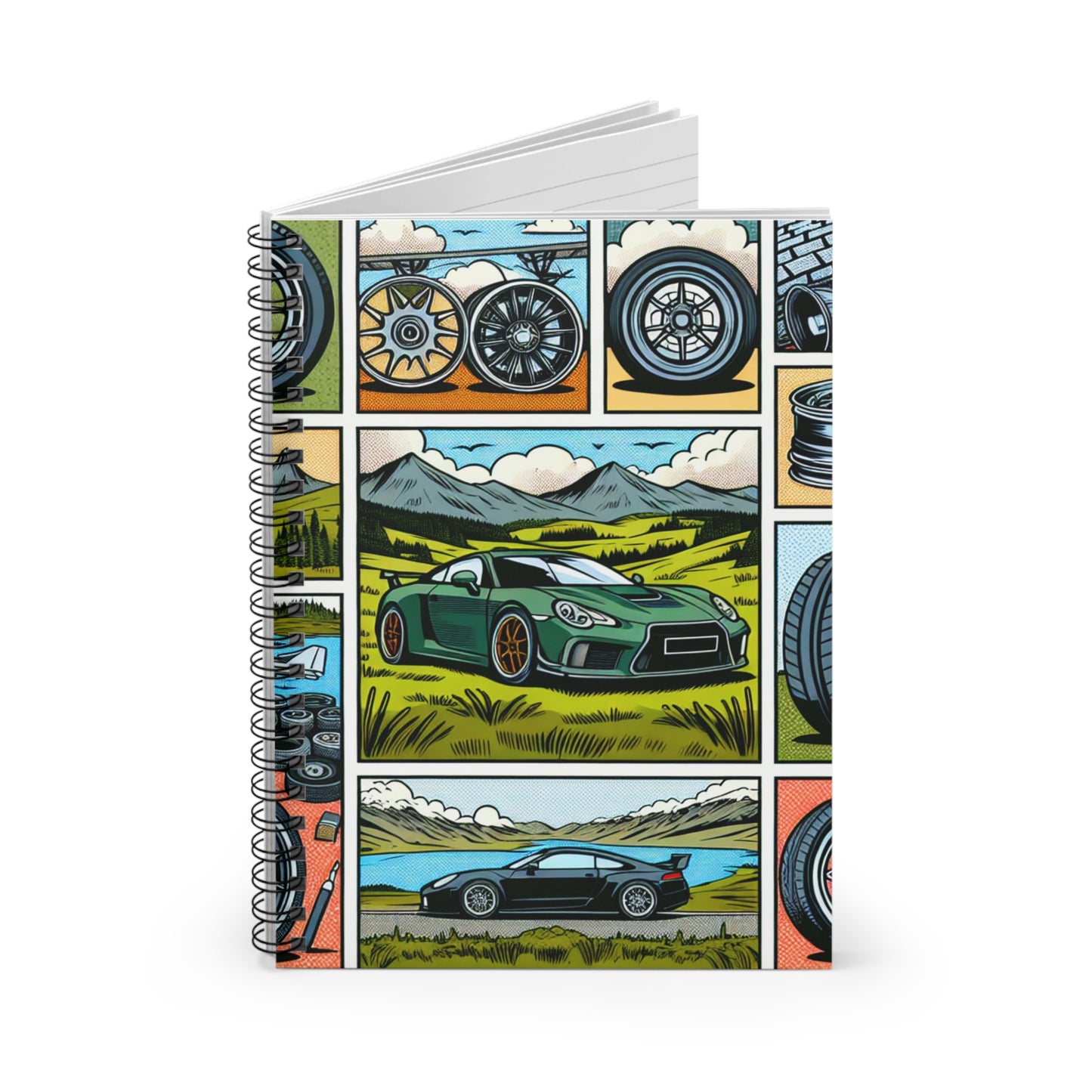 Car Enthusiast Spiral Notebook - Ruled Lines and Vintage Auto Designs