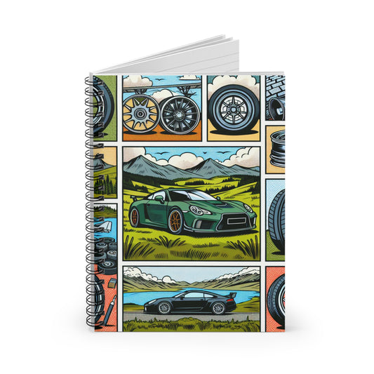 Car Enthusiast Spiral Notebook - Ruled Lines and Vintage Auto Designs