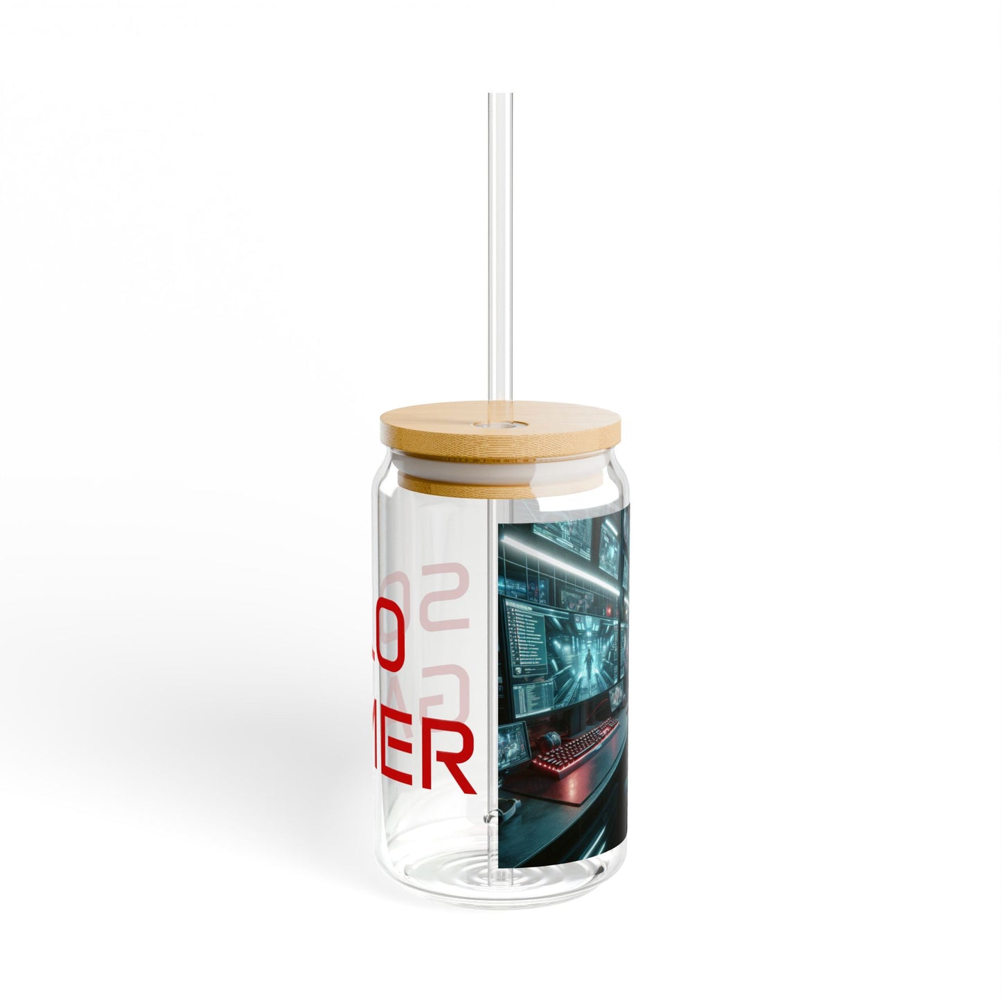 16oz Solo Gamer Sipper Glass with Bamboo Lid - Perfect for Gamers and Tech Enthusiasts