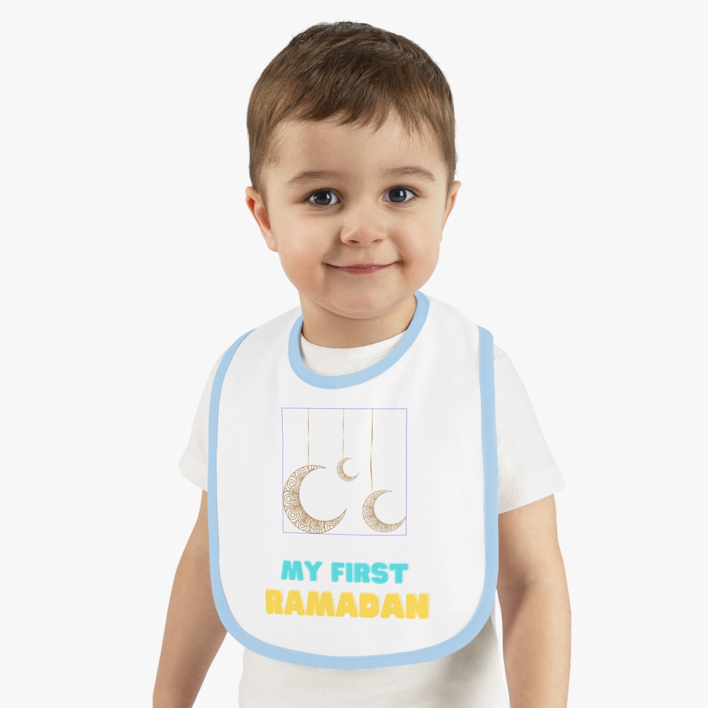 My First Ramadan Baby Bib - Contrast Trim Jersey Bib for Celebrations