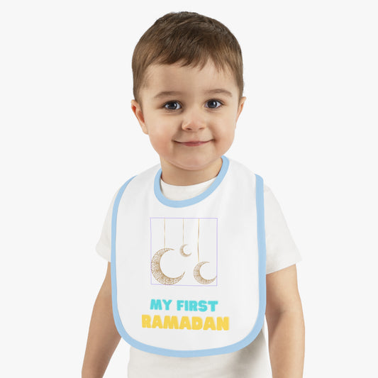 My First Ramadan Baby Bib - Contrast Trim Jersey Bib for Celebrations