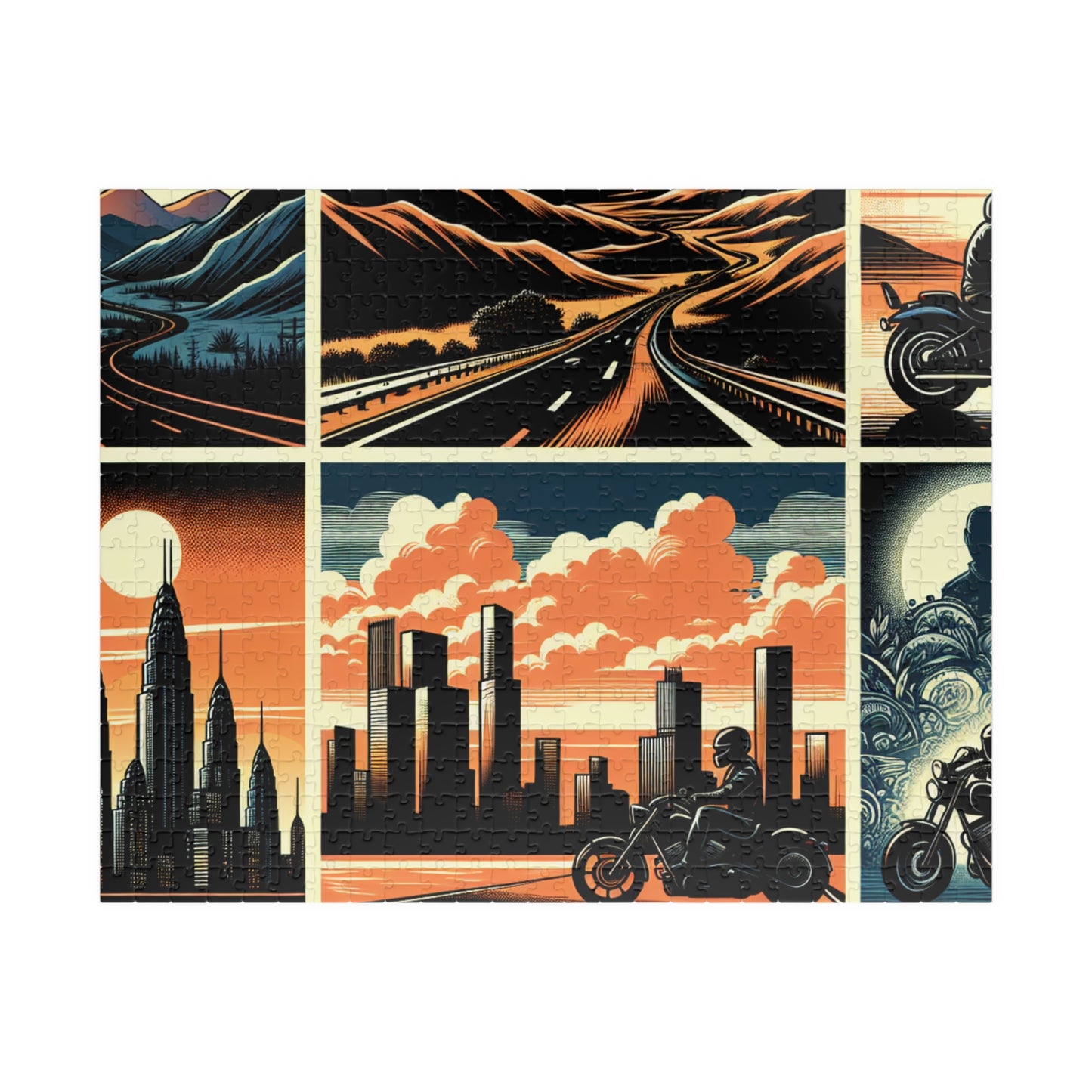 Retro Bike Puzzle (110, 252, 520-piece) - Scenic Motorcycle Journey