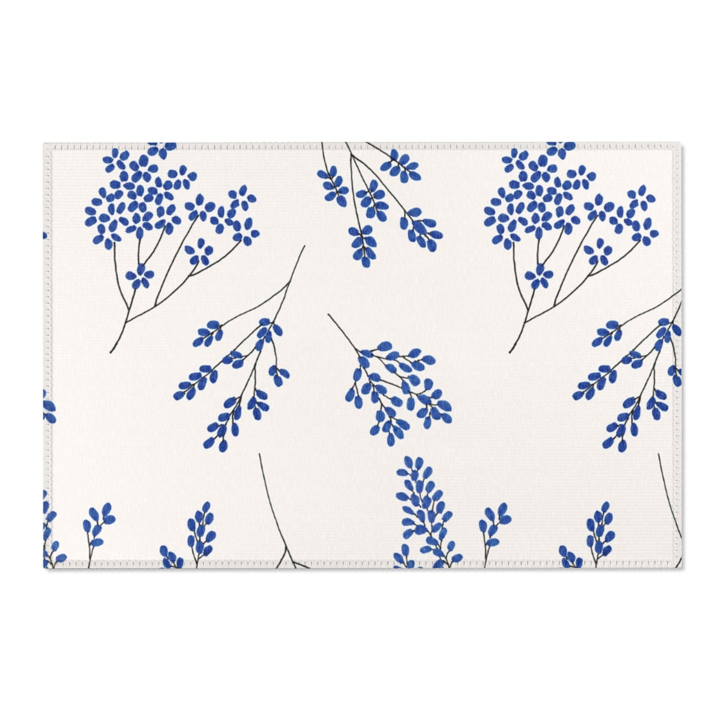 Elegant Floral Area Rug - Blue Botanical Design for Cozy Living Spaces