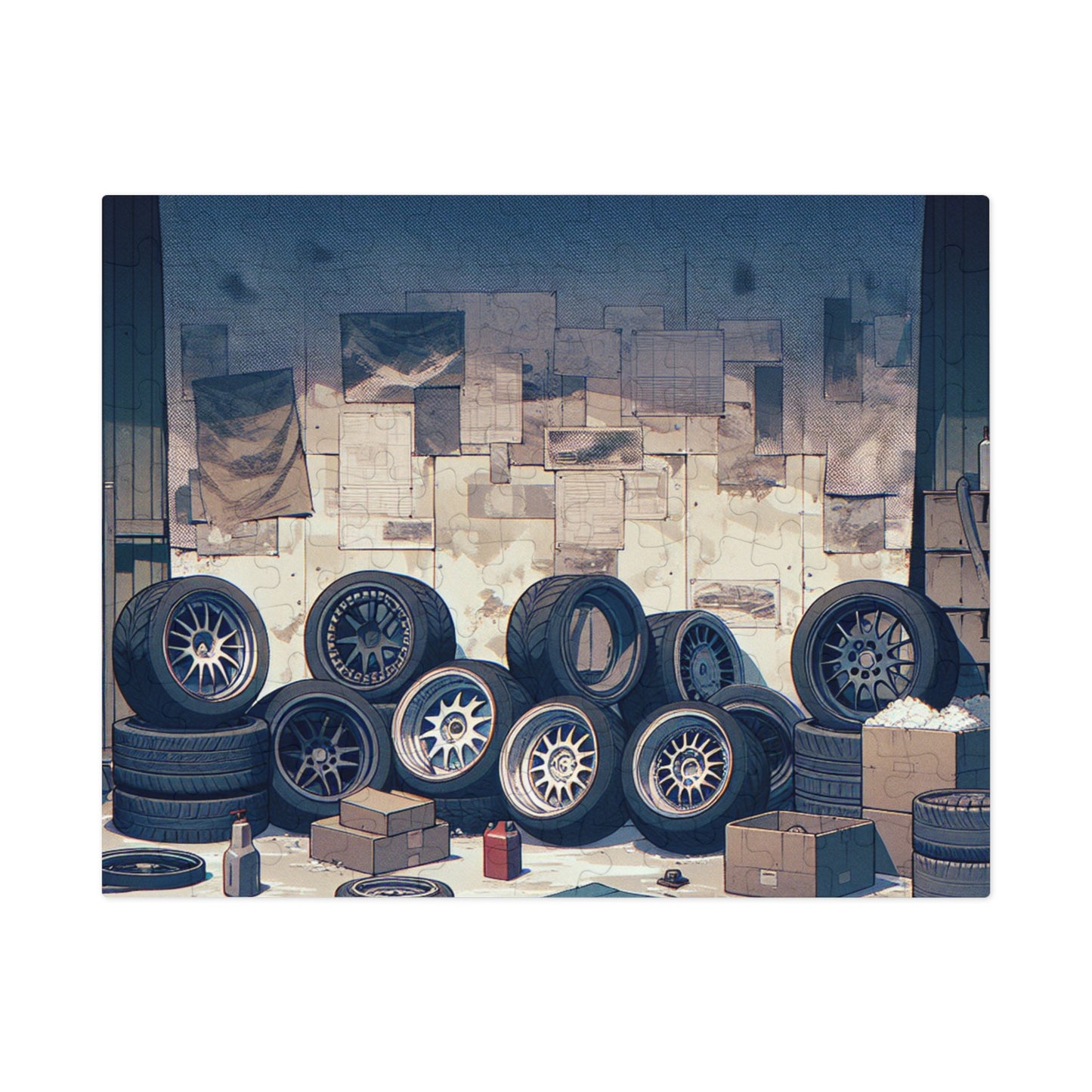 Automotive Garage Jigsaw Puzzle with Tin – Perfect Gift for Car Enthusiasts