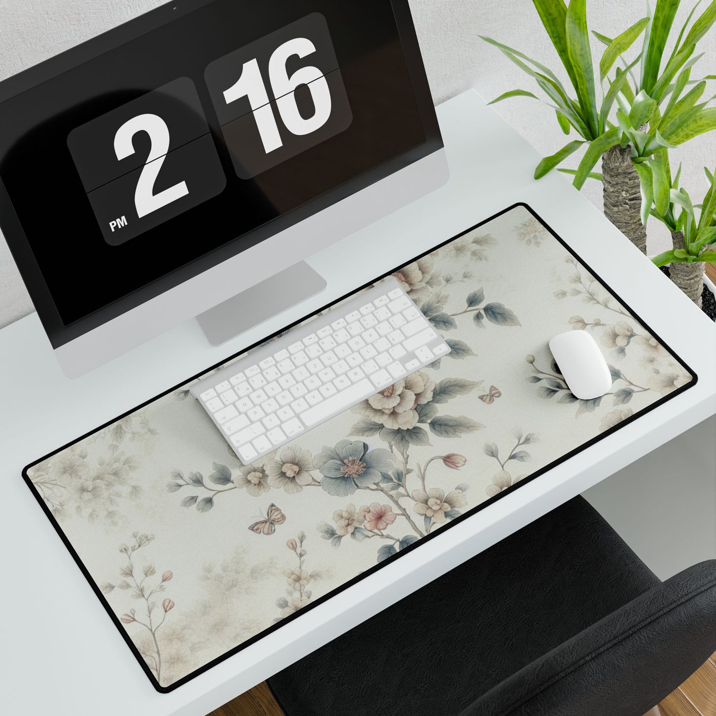 Elegant Floral Desk Mat - Stylish Office Decor for Home and Work