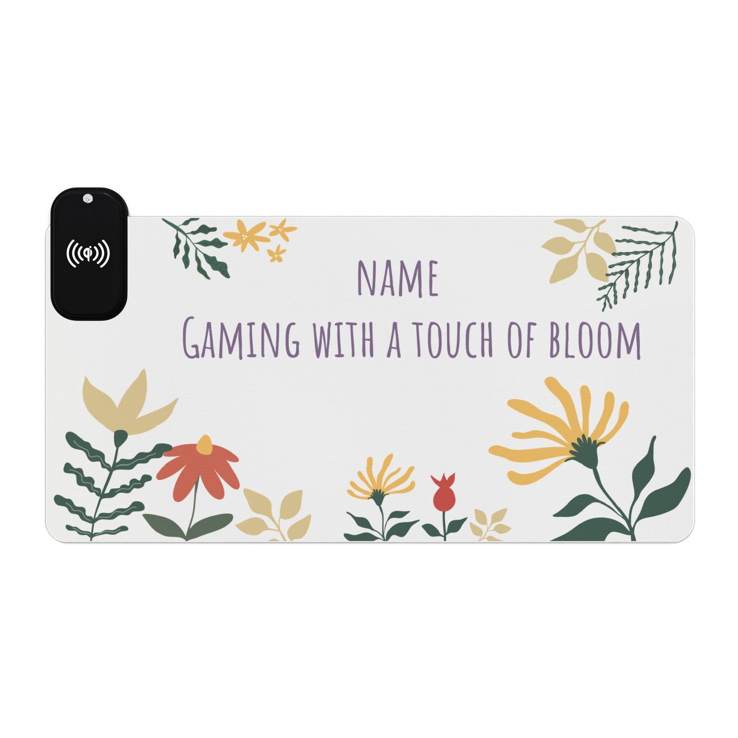 Gaming Mouse Pad with Wireless Charging - Perfect for Gamers and Tech Enthusiasts - Floral Bloom