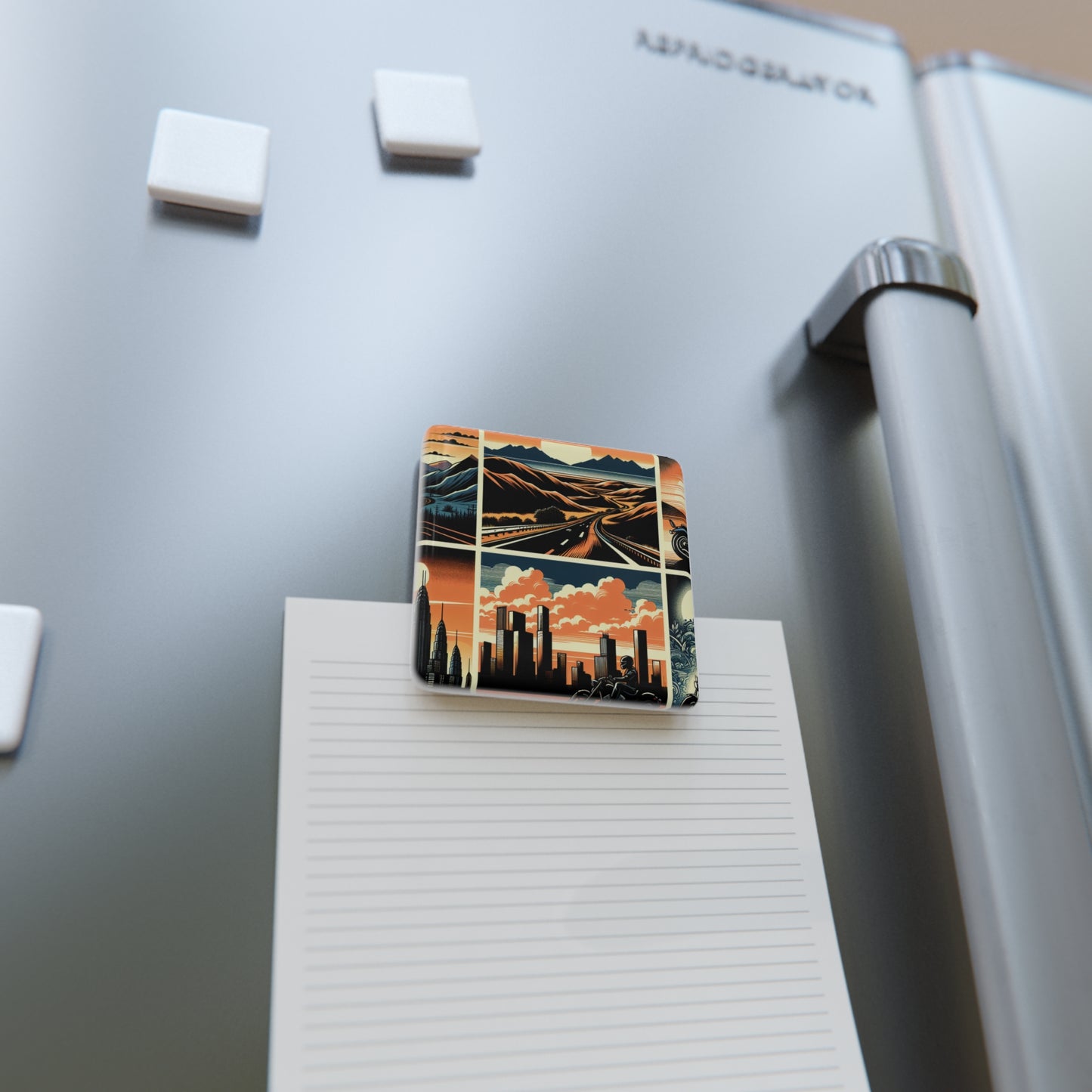 Retro Bike Square Porcelain Magnet | Travel & Adventure Vibes