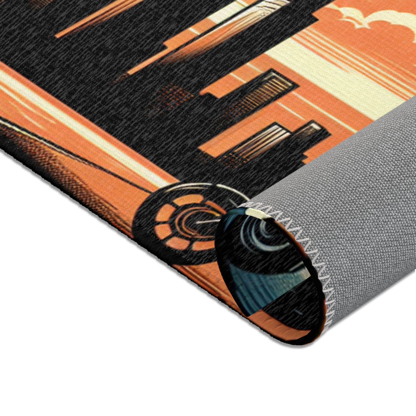 Retro Bike Area Rug - Motorcycle Design