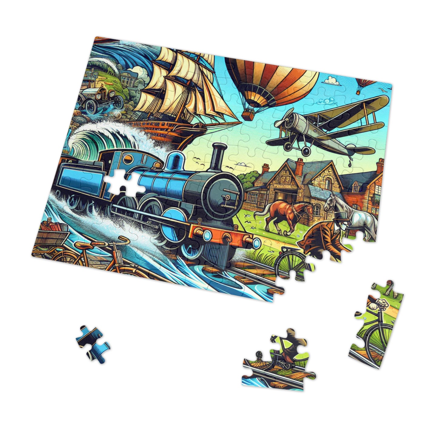 Vintage Train Adventure Jigsaw Puzzle with Collector's Tin