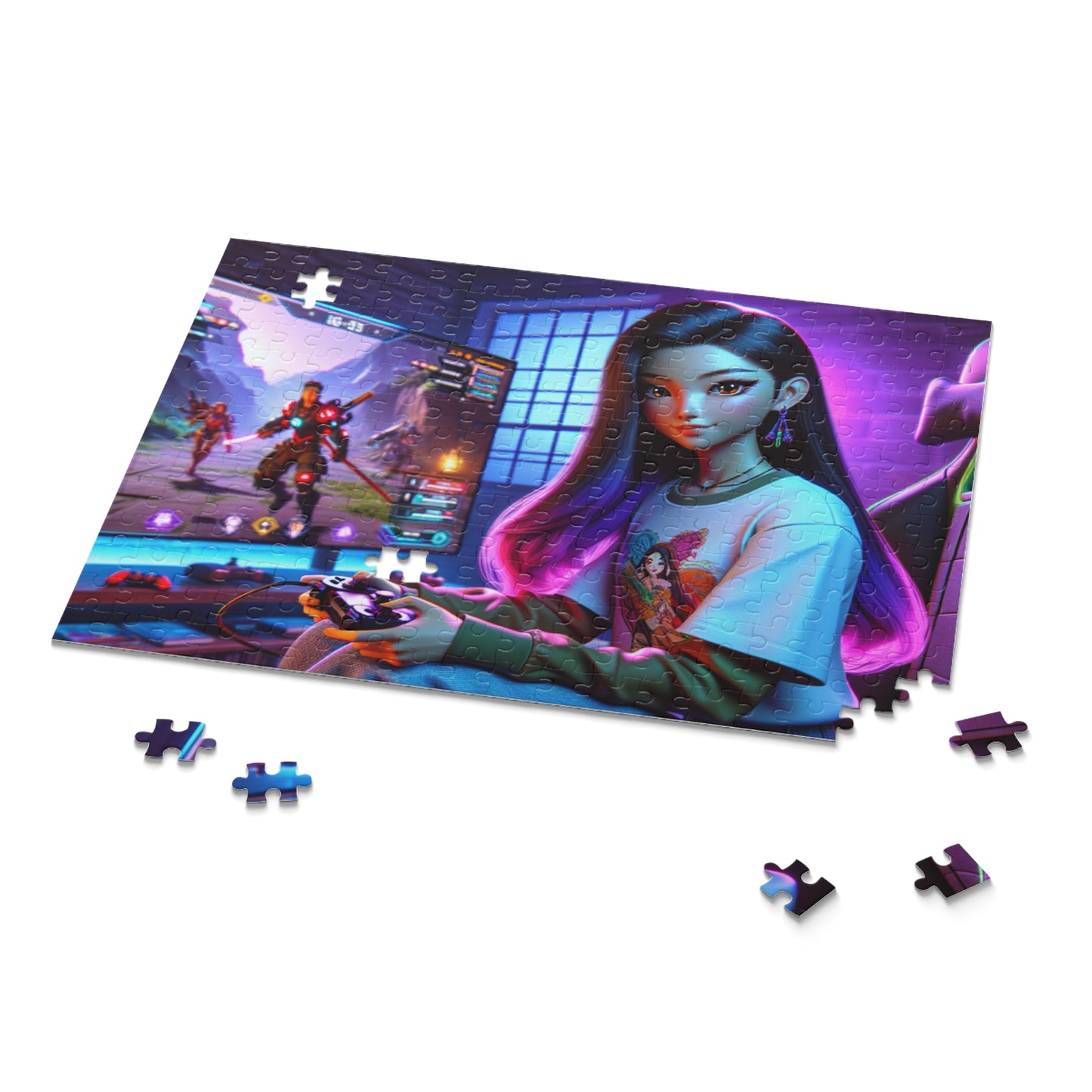 Gamer Girl Puzzle - 120, 252, 500-Piece | Retro Gamer Girl Art