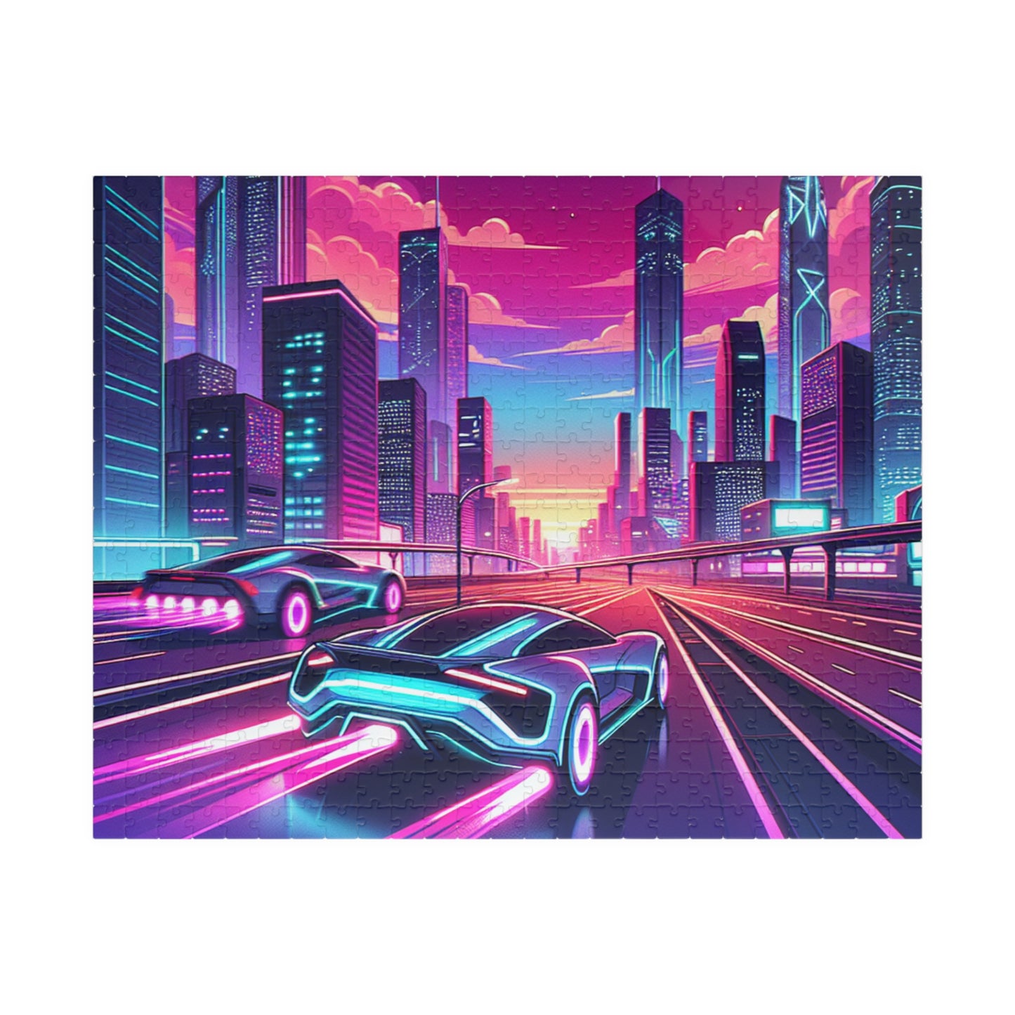 Neon Cityscape Puzzle -  Jigsaw for Car Lovers