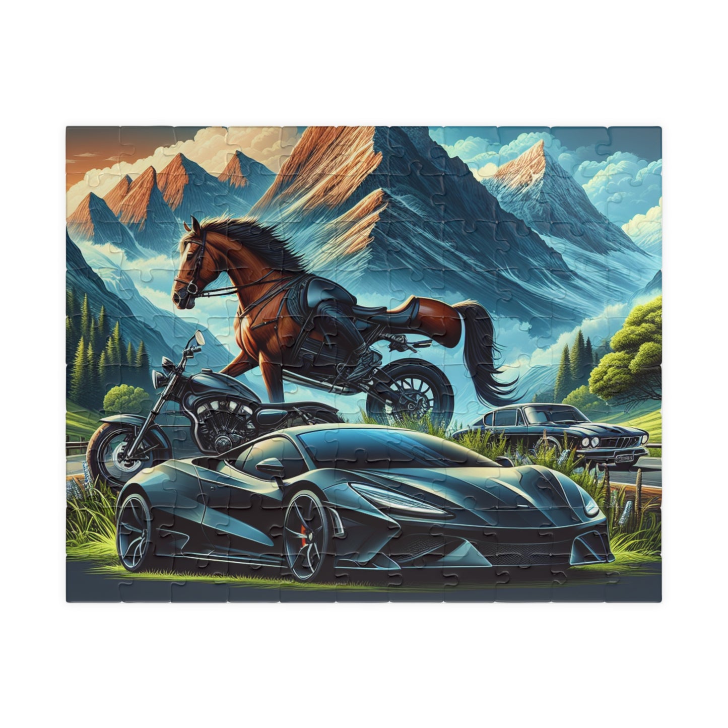 Cars and Horses Adventure-Themed Puzzle