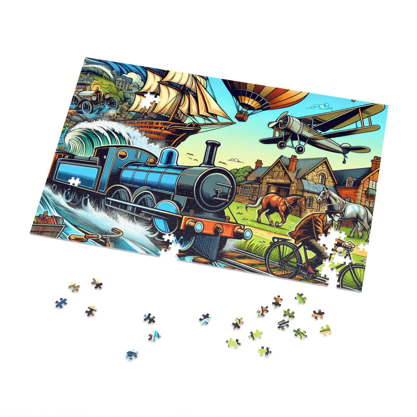 Vintage Train Adventure Jigsaw Puzzle with Collector's Tin