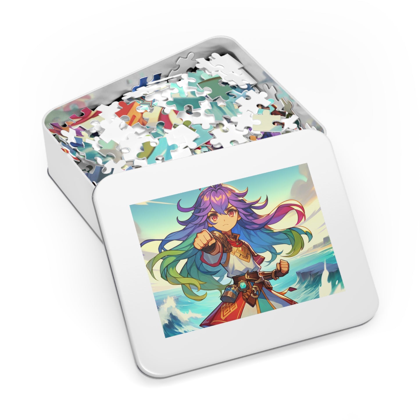 Gamer Girl Adventure-Themed Jigsaw Puzzle with Tin - Colorful Hero Design