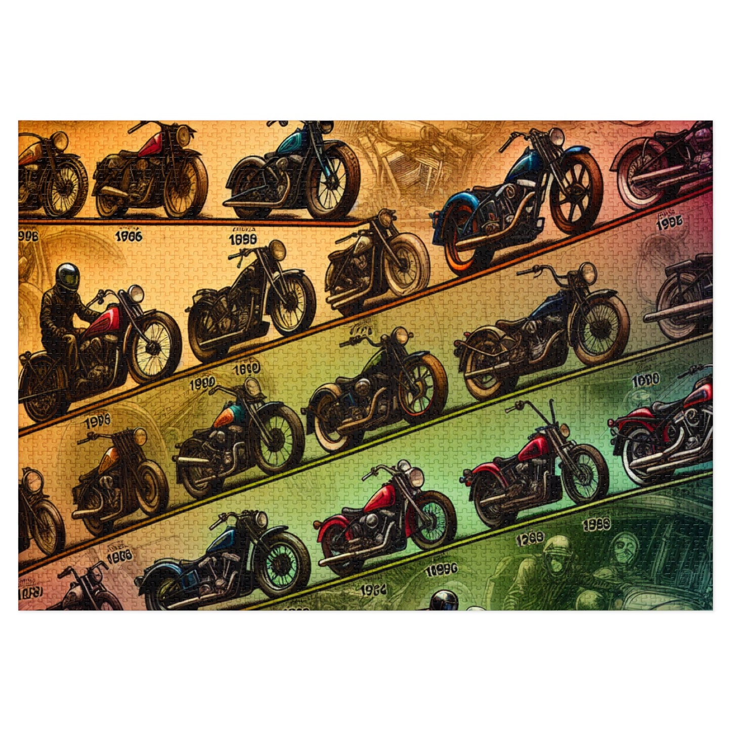 Motorcycle History Jigsaw Puzzle with Collector's Tin - Perfect Gift for Bikers and Puzzle Lovers